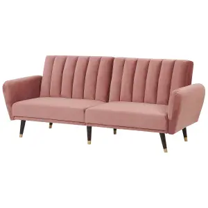 Beliani Glam Sofa Bed VIMMERBY Pink Velvet