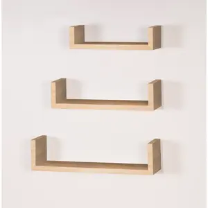 Hudson Shelf Kits, pack of 3 bookend wall shelves Oak