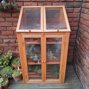 Wooden 3 Tier Mini Greenhouse with Doors