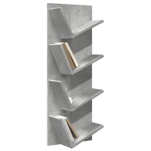 Alpen Home Wall Bookshelf 4-Tier Smoked Oak 33X16x90 Cm Concrete Grey