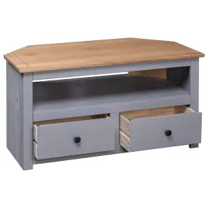 vidaXL Corner TV Cabinet Grey 93x49x49 cm Solid Pine Panama Range