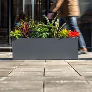 120cm Zinc Galvanised Matte Grey Trough Planter