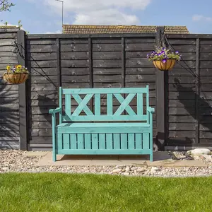 Outdoor Garden Storage Bench - Green