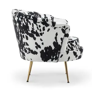 Fabric Cow Print Daisy Accent Chair