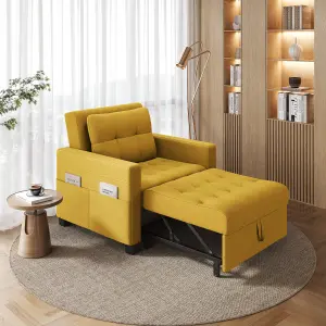 Yaheetech 3-in-1 Convertible Sleeper Sofa Bed Chair Yellow