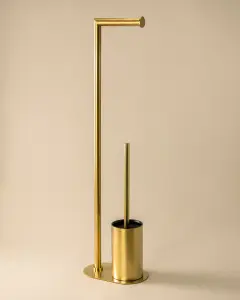 Cosmic Free Standing Toilet Brush/Paper Holder Brushed Gold PVD Architect Sp