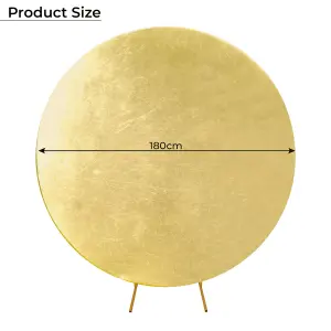 Round Polyester Spandex Arch Stand Backdrop Cover Garden Arbors Cover, Shiny Gold - 150cm