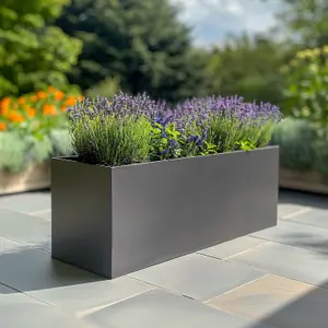 75cm Zinc Matte Grey Trough Planter