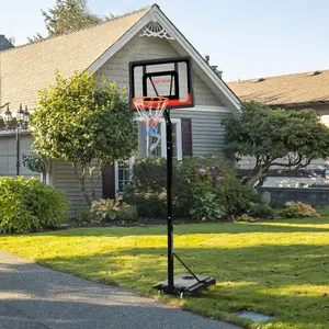 SPORTNOW 2.1-2.6m Basketball Hoop and Stand w/ Weighted Base, Wheels, Black