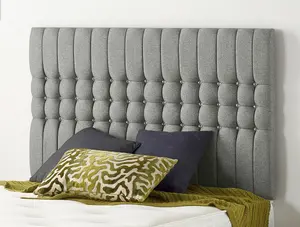 Somnior Galaxy Linen Silver Divan Base With Headboard - Small Double