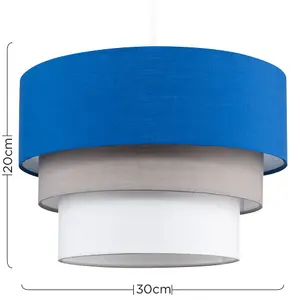 ValueLights Aztec 3 Tier Modern Blue Grey White Fabric Ceiling Pendant Light Shade