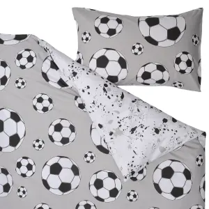 Football Grey & white Single Duvet cover & pillow case set