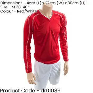 M ADULT Long Sleeve Marseille Shirt & Short Set - RED/WHITE 38-40" Football Kit