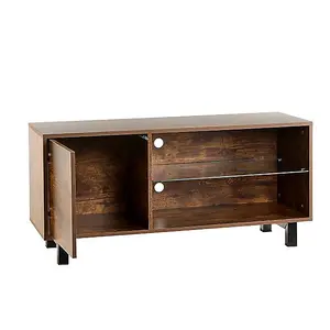 TV Stand Cabinet Rustic Oak for 42-55 inch TV's On Steel Legs Cabinet 110cm