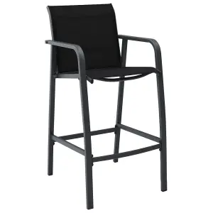 Berkfield Garden Bar Chairs 2 pcs Black Textilene