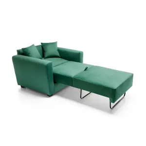 Olly Velvet Single Sofa Bed in Forest Green