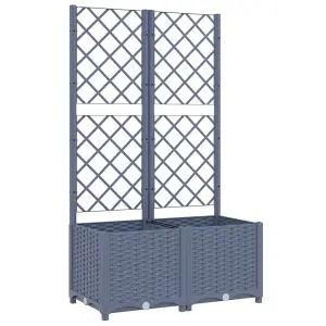 Berkfield Garden Planter with Trellis Dark Grey 80x40x136 cm PP