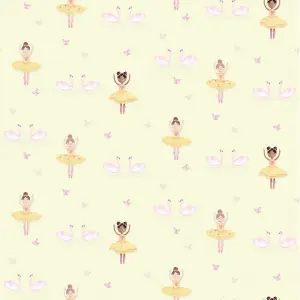 Holden Décor Yellow Glitter effect Ballerina Smooth Wallpaper Sample