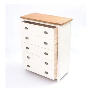 Lovere 5 Drawer Chest of Drawers Brass Cup Handle