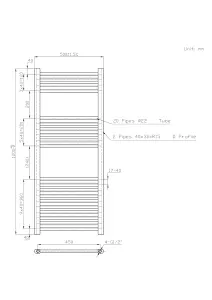 Right Radiators 1200x500 mm Straight Heated Towel Rail Radiator Bathroom Ladder Warmer Chrome