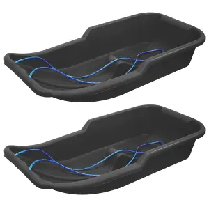 simpa Black Plastic Torpedo Speedstar Snow Sledge Toboggan - Set of 2