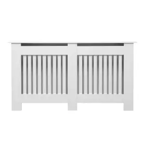 Oypla Large White Wooden Slatted Grill Radiator Cover MDF Cabinet