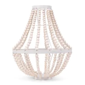 ValueLights Elodie Easy Fit Shabby Chic Natural Beaded Hanging Chandelier Ceiling Light Shade - Bulb Included