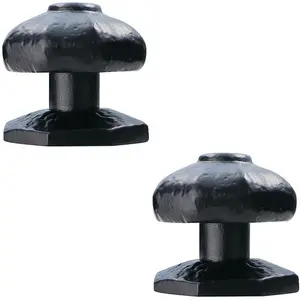 2x 63mm OCTAGONAL Centre Door Knob Black Antique Hammered Iron Outdoor Handle