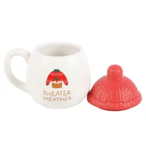 Something Different Sweater Weather Mug With Lid White/Red (One Size)