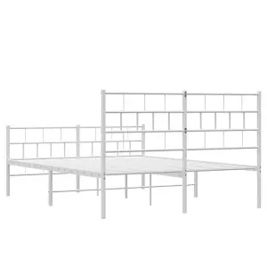 Berkfield Metal Bed Frame with Headboard and Footboard White 140x200 cm