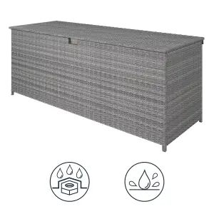 GoodHome Hamilton Steeple grey Plastic Rattan effect Storage box (W) 180cm x (D) 65cm