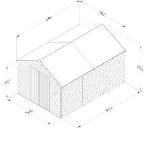 Forest Garden Overlap 12x8 ft Apex Wooden 2 door Shed with floor (Base included) - Assembly service included