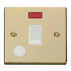 Polished Brass 1 Gang 20A DP Switch With Flex With Neon - White Trim - SE Home