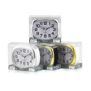 Analogue Quartz Movement / Crystal Alarm Tabletop Clock Black/Clear