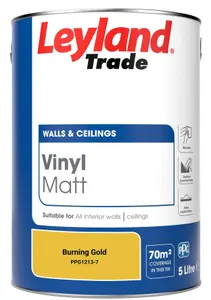 Leyland Trade Vinyl Matt Walls & Ceilings Emulsion Paint Burning Gold (PPG1213-7) 5L