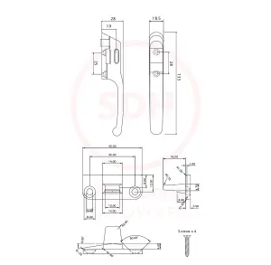 Timber Series Non Locking Window Fastener - Polished Gold