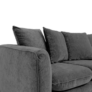 Lucas Water Repellent Velvet Chenille Right Facing Corner Sofa in Dark Grey