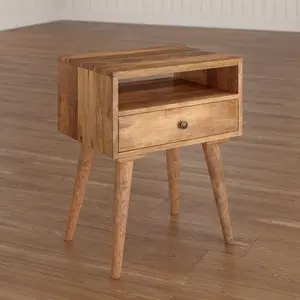 Emme 1 Drawer Solid Wood Bedside Table