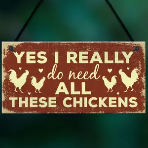 Red Ocean Funny Chicken Sign For Chicken Lovers Novelty Birthday Gift Sign For Chicken Coop Hen House Home Decor