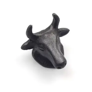 Oakcrafts - Small Antique Cast Iron Horned Cow Cabinet Knob - Approx 55mm - Pack of 6