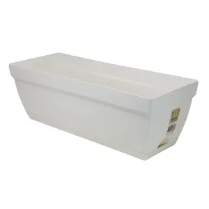 Trough Planter Pot White Plastic Balcony Window Garden Flower Plant Pot Box 49cm