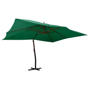 Berkfield Cantilever Umbrella with Wooden Pole 400x300 cm Green