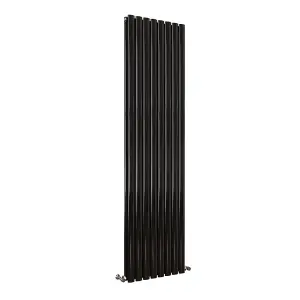 Vertical Black Double Oval Panel Radiator (H)1800mm x (W)472mm, 9204 BTU.