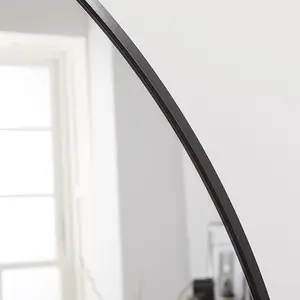 Leaner Mirror Liberty Arched Shape with Black Metal Frame- H 180 x W 110cm For Hanging in Living Room, Bedroom