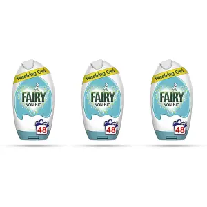 Fairy Non Bio Washing Liquid Laundry Detergent Gel, 48 Washes, 1.8 L, for Sensitive Skin (Pack of 3)