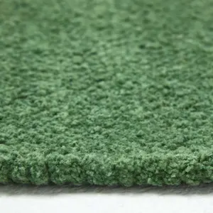 Homescapes Dark Olive 100% Cotton Plain Chenille Rug with Natural Trim, 45 x 70 cm