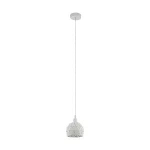 Pendant Ceiling Light Colour White Powder Coated Steel Faceted Shade Bulb E14 1x40W