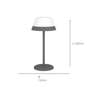 EGLO Meggiano Modern Grey & White RGB Touch Dimmer Table Lamp