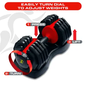 Strongology Urban25 Single Home Fitness Black Red Adjustable Smart Dumbbell from 2.5kg up to 25kg Training Weights