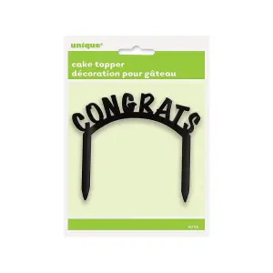 Unique Party Congrats Plastic Cake Topper Black (One Size)